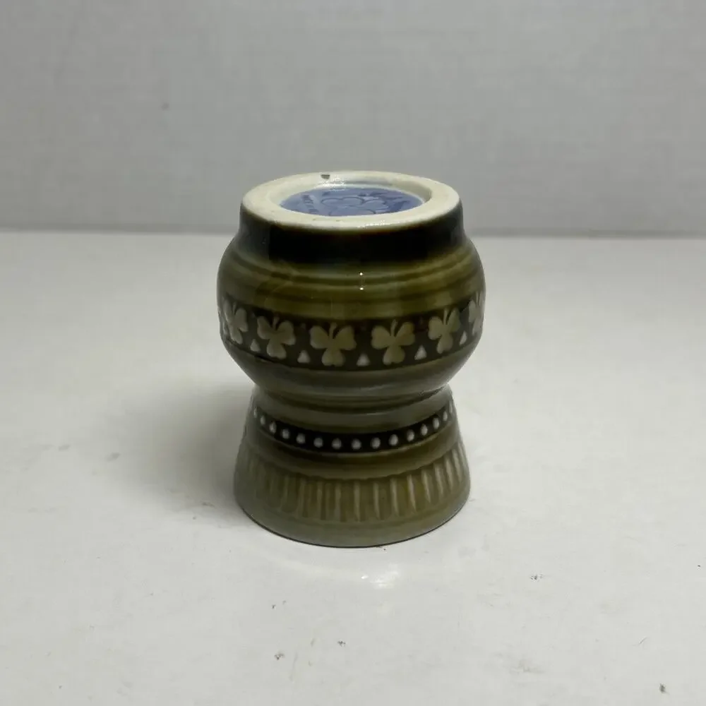 Wade Irish Porcelain Toothpick Holder, Shot Glass, Green Blue Clovers Ireland